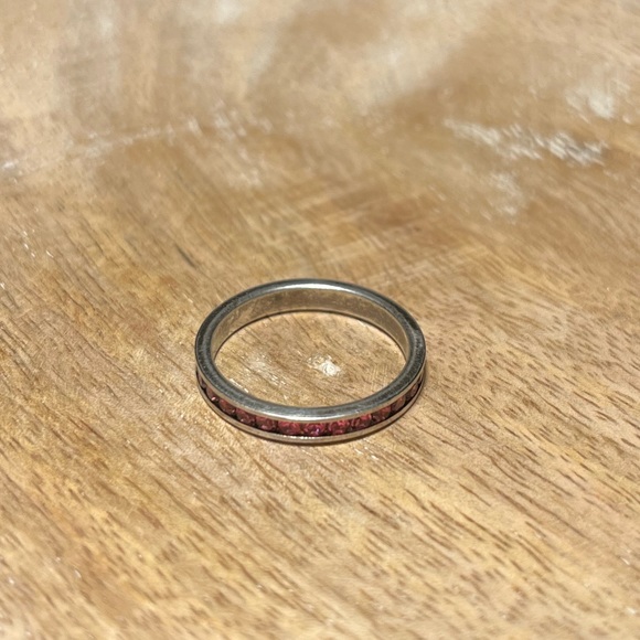 Pink CZ 925 Sterling Silver Stacker Ring - Picture 7 of 13